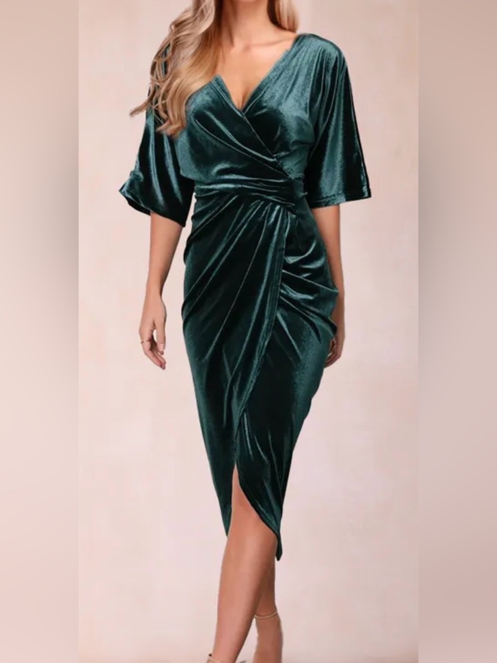 Baltic Born Emerald Wrap-Style Midi Dress